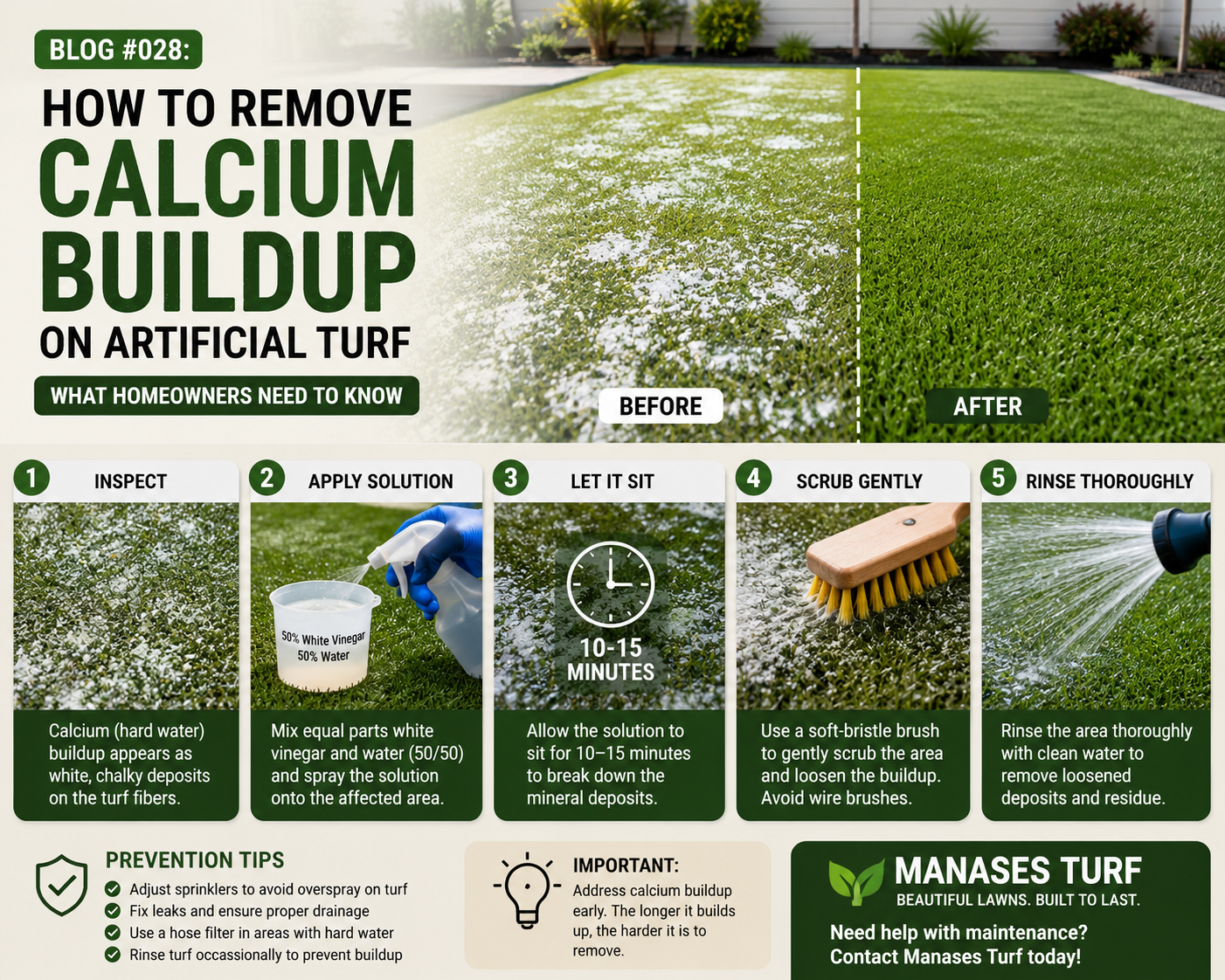 Blog #028: How to Remove Calcium Buildup on Artificial Turf — What Homeowners Need to Know