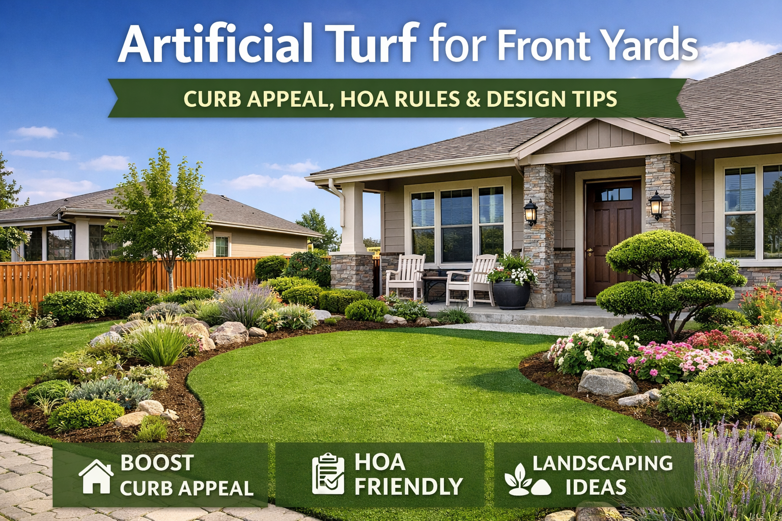 Blog #018: Artificial Turf for Front Yards — Curb Appeal, HOA Rules & Design Tips